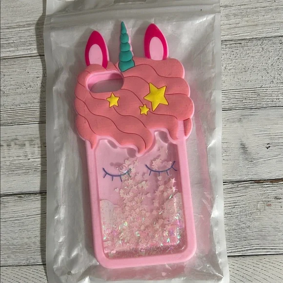 Pink Unicorn iPhone Case with Squishy Glitter