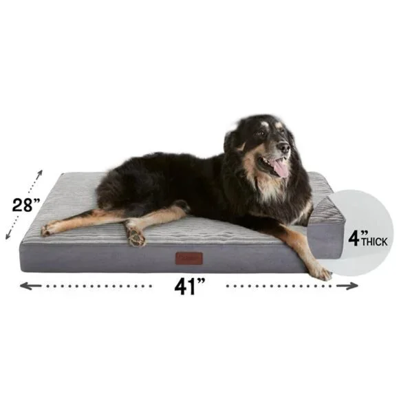 41in Gray Orthopedic Dog Bed For Large Dogs with Egg Crate Foam Support