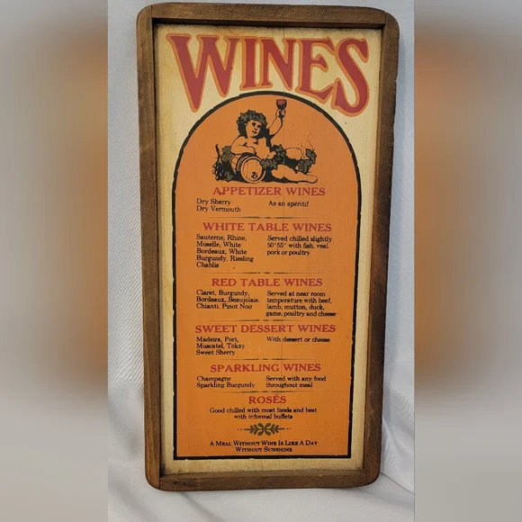 Vintage Wine Menu Wall Art