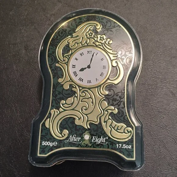 After Eight Mantel Clock Tin Vintage 8 Empty