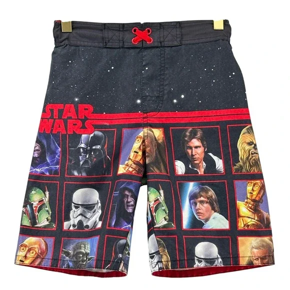 Star Wars Swim Trunks Boys Medium M‎ Black Red Character Print