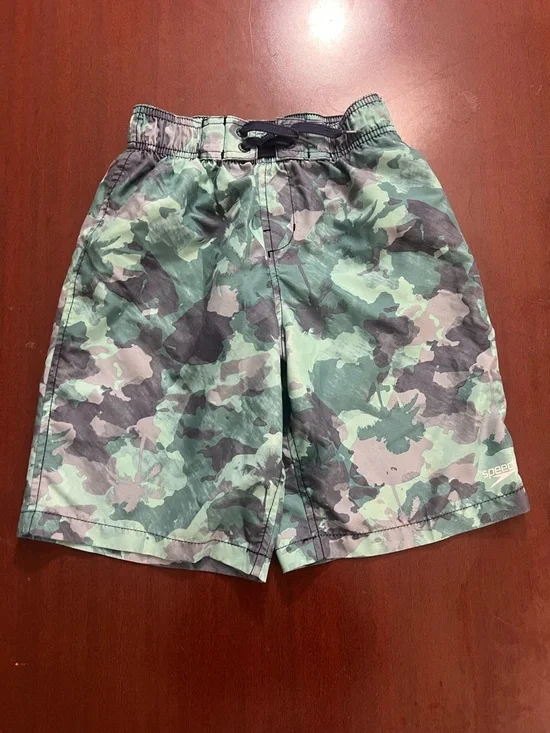 Speedo Green Camouflage Swim Trunks