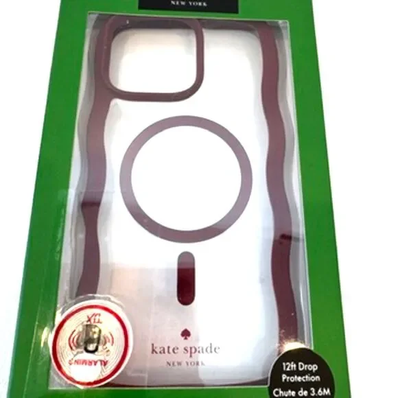 Kate Spade Wavy Case Clear Burgundy iPhone 16 Pro Max NEW in Box
