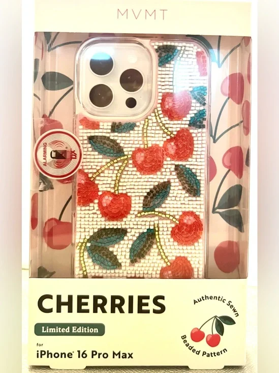 NEW CHERRIES Jeweled Beaded iPhone Cover Bling 16 Pro max 16 MVMT Limited edit.