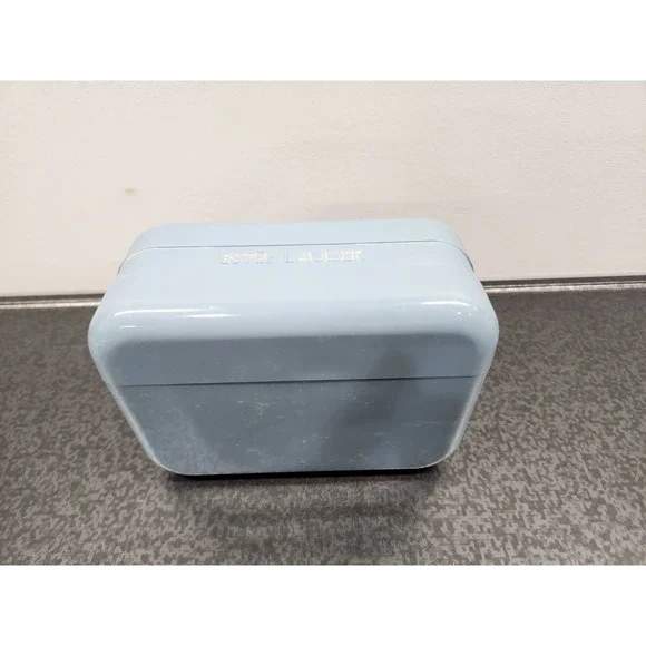Vintage Estee Lauder Small Makeup Case Pale Light Blue Travel Collectible