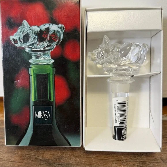 Mikasa Farm Friend‎ Pig Wine Bottle Stopper Lead Crystal Austria NEW