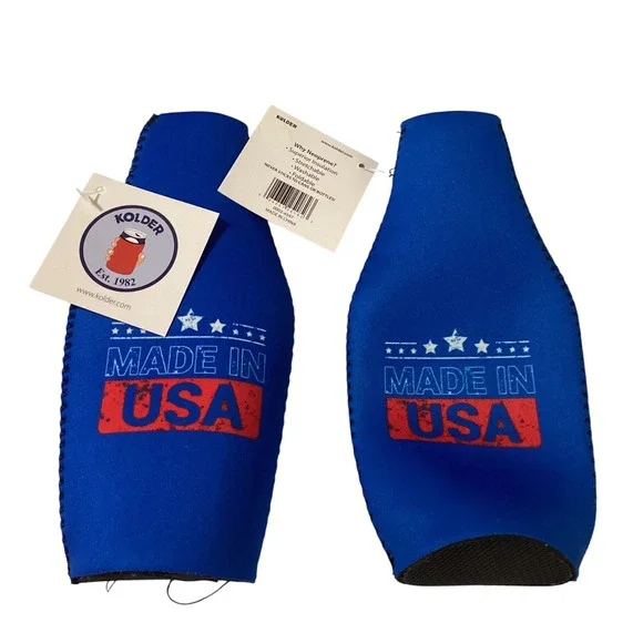 2- Kolder Drink Coozies - Patriotic Made in USA‎ Beverage Bottle Coolers