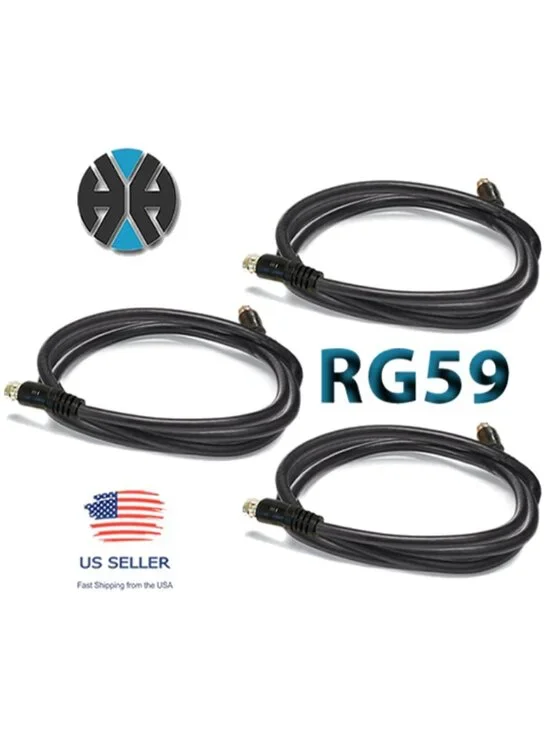 3 RG59/U Strain Relief 6 ft. Low-Loss Copper Coated Steel Coaxial Cable 75 Ohm
