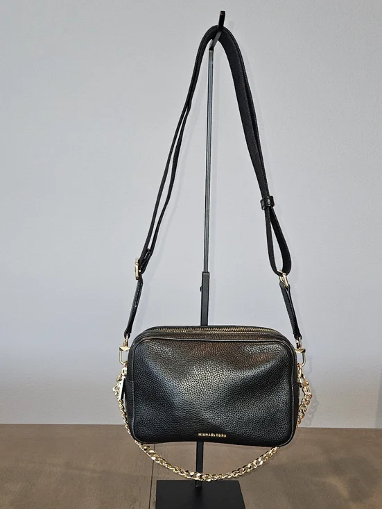 Michael Kors Bryant Medium Double Zip Camera Crossbody in Black Leather