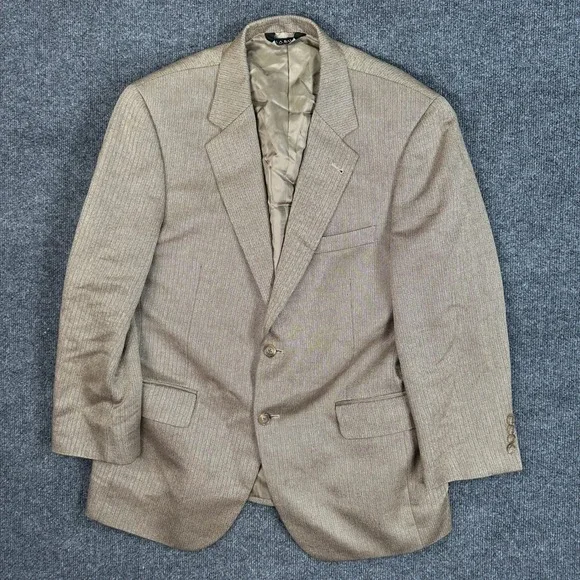 Jos A Bank Signature Collection Blazer 40S Tan Silk Camelhair Herringbone Jacket