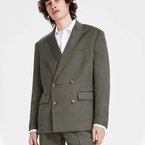 I.N.C. Men's Linen Classic-Fit Solid Double-Breasted Suit jacket Small NWOT