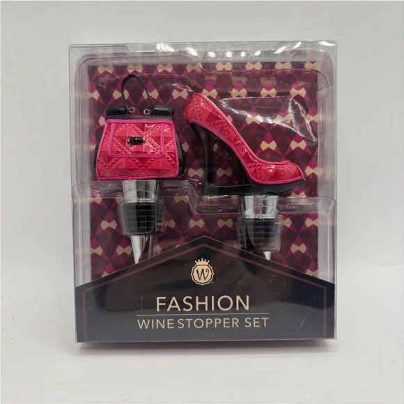 Fashion Wine Stopper Set - Hot Pink Shoe & Handbag