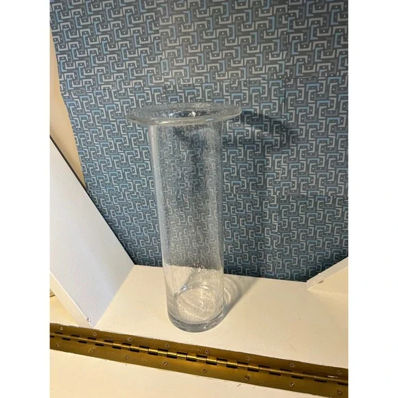 Bubble Glass Cylinder Vase Wide Rim Clear 10.5 Inch Tall (2 are available)‎