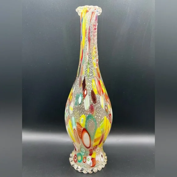 Murano glass millefiori vase or decanter