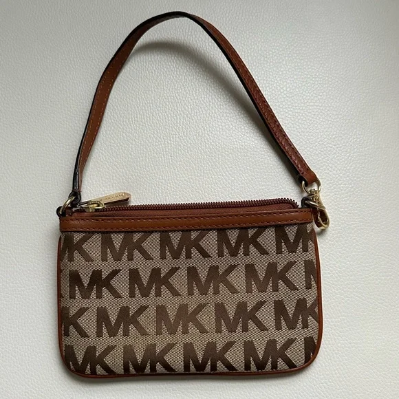 Michael Kors Brown Logo Shoulder Bag/ Micheal Kors Pochette Bag
