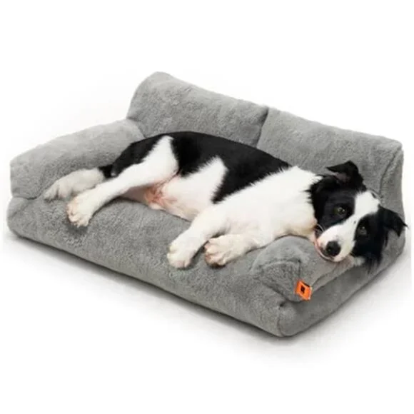 Cat Bed Indoor Small Medium Dog Bed Fluffy Sofa Washable Non Slip Grey