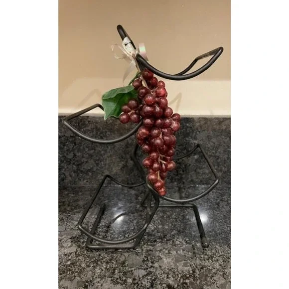 Counter Top Standing Metal Black Wine Rack for 4 Bottles