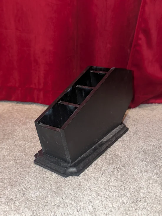 Black Wooden Gothic Coffin Makeup Brush Organizer with Multi-Slot Design