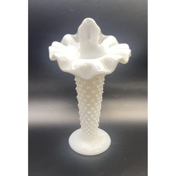 Fenton Hobnail Milkglass Jack In The Pupit Mini Vase 5 Inches