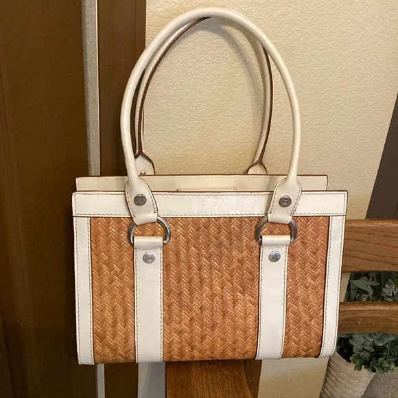 Michael Kors Wicker/Rattan & Leather Tote Vintage Rare EUC