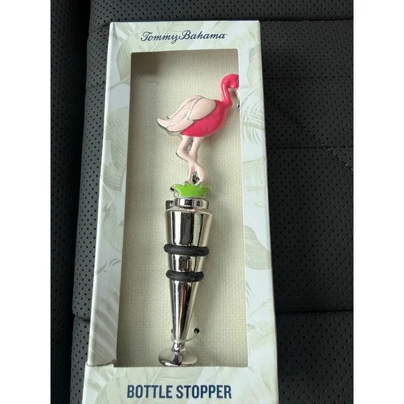 Tommy‎ Bahama Pink Flamingo Wine Bottle Stopper Silver Tone Metal