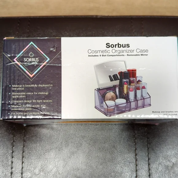 Sorbus 9 Compartment Cosmetic Organizer Case with Removable Mirror