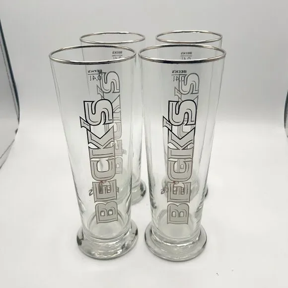 BECK’S Set Of 4 Beer Glasses 0.4L Bar Pub Tall Glass Becks