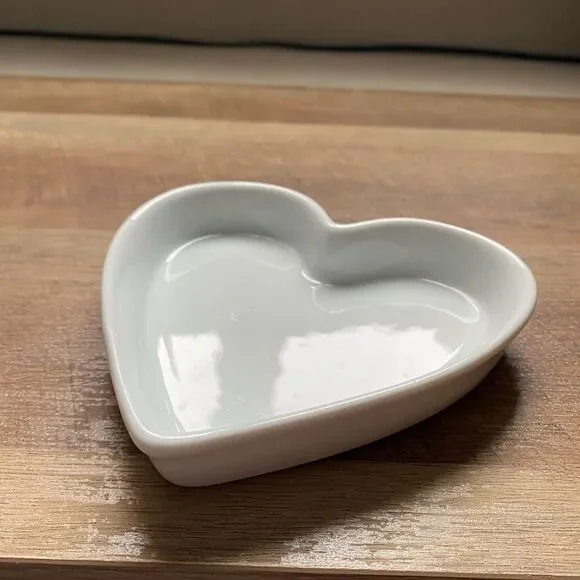 Crate & Barrel White Heart-Shaped Ceramic Dish