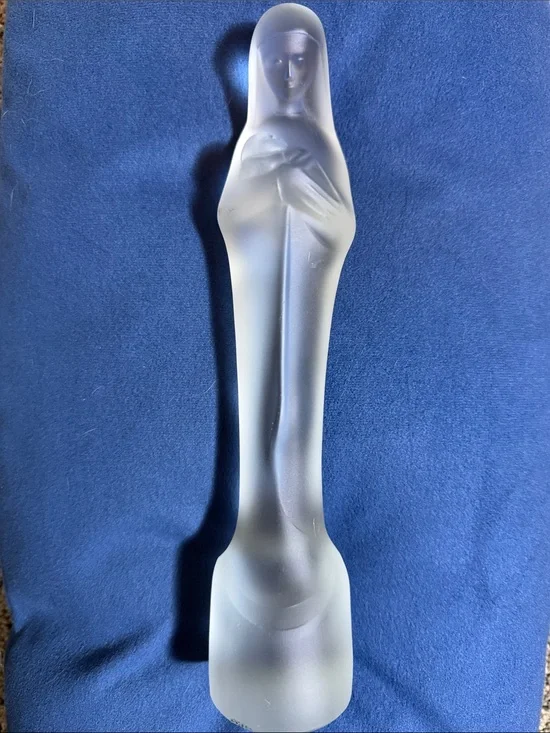Vintage Art Deco Madonna & Child Frosted Glass Sculpture Stef Uiterwaal 1928/29