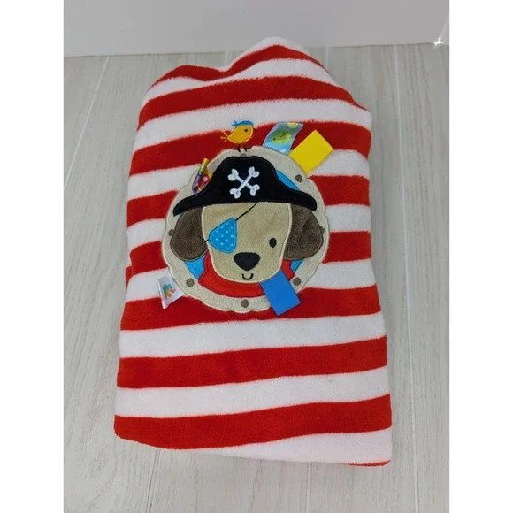 Taggies Pirate puppy dog baby blanket Red white striped 30x40