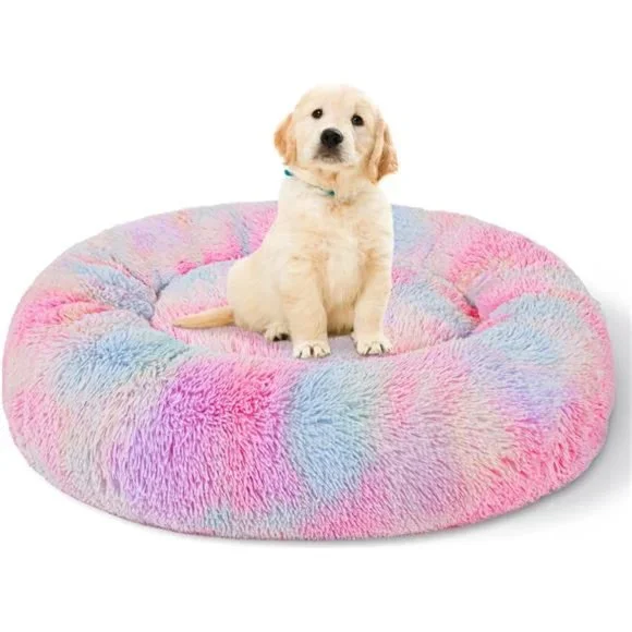 Calming Dog Bed for Small Dogs & Cat Bed, Anti-Anxiety Plush Donut Cuddler 20