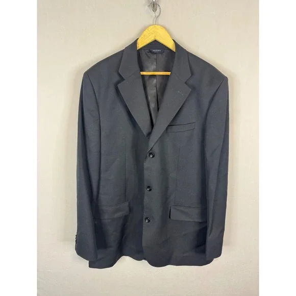 Banana Republic Mens 46L Black 100% Wool 3-Button Blazer Sport Coat Jacket