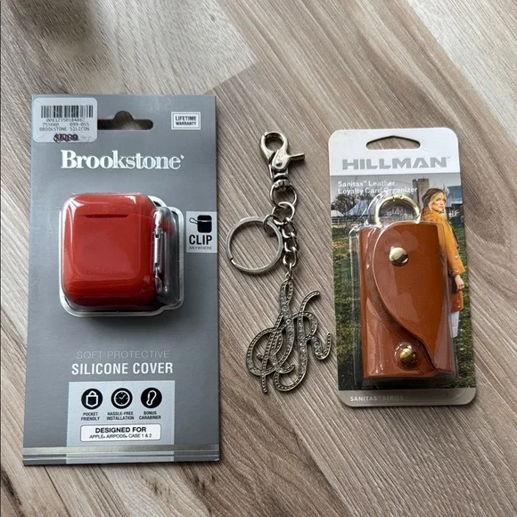 Brookstone Silicone Cover for Apple AirPods Case & Sanitas Leather Loyalty Card