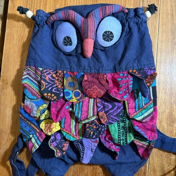 Owl Small Mini Backpack‎ Purse Boho Patchwork Back Pack Tween Teen