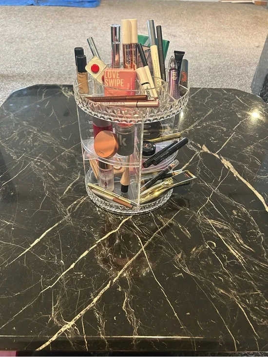 Clear Rotating 💄 Makeup Organizer - Clear Acrylic Cosmetic Storage