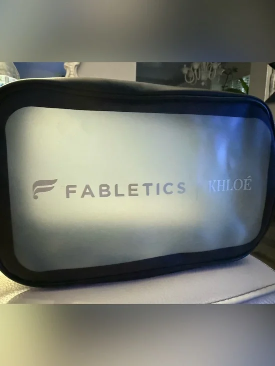 Fabletics Gray and Black Khloé Logo Pouch