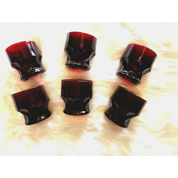 Georgian Ruby Red Juice Glass Tumblers set six 3