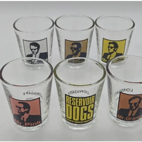 Reservoir Dogs Shot Glass Set 6pc Quentin Tarantino Lionsgate Movie Barware