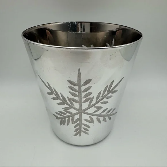 Crate & Barrel Snowflake Glass Tealight Votive Holder Silver Vintage 4