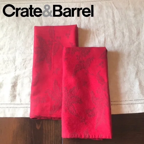 Crate & Barrel Holly Leaf Napkins