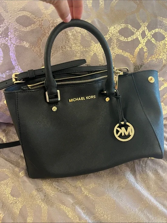Michael Kors Black Satchel with Gold Hardware