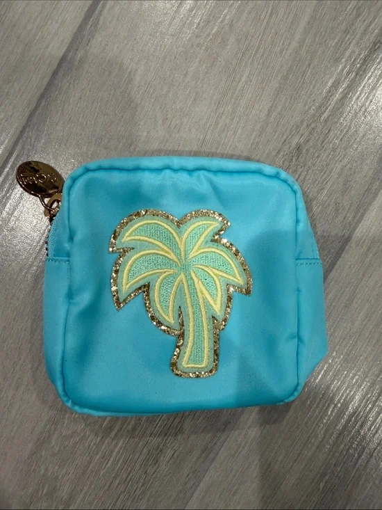 Stoney Clover Lane Turquoise Palm Tree Pouch with Gold Trim
