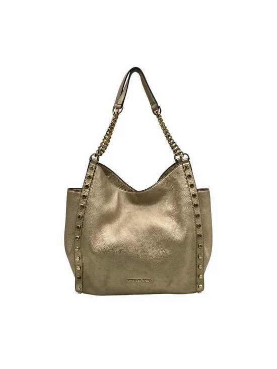 Michael Kors Gold Studded Newbury Medium Chain Shoulder Bag
