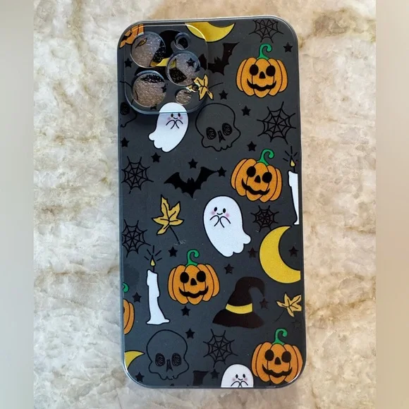 Halloween Themed 12 Pro Max Phone Case - Black and Yellow