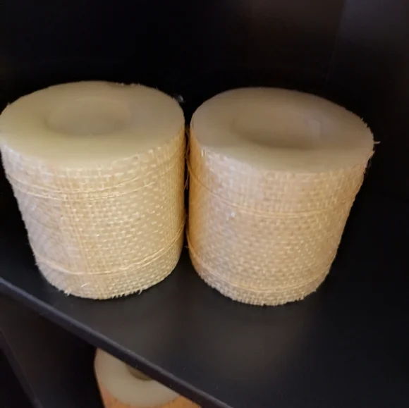 Crate&Barrel Weave Pillar 4x4 Candle Set