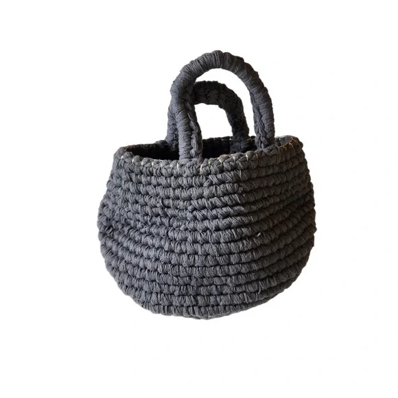 CRATE AND BARREL Crate & Kids Uma Grey Crochet Rope Bin