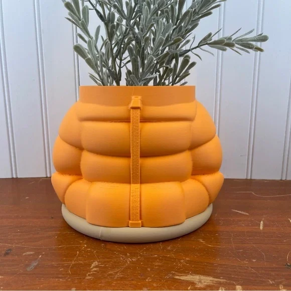 Quirky 3D Printed Puffy Jacket Planter Pot, Inflated Jacket Flower Pot