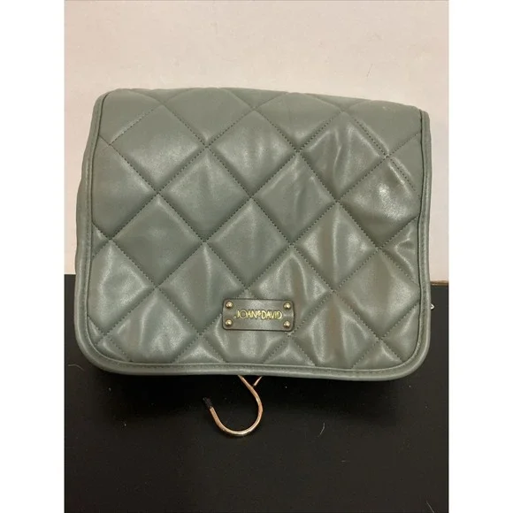 Joan & David Quilted Hanging Toiletry Bag Bgreen Travel Organizer Gold Zippers