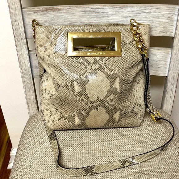 Michael Kors crossbody/Clutch, EUC, snakeskin pattern, soft, heavy feel