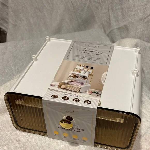 Oasis Multi-Purpose Home Vanity Organizer with Gold Drawer